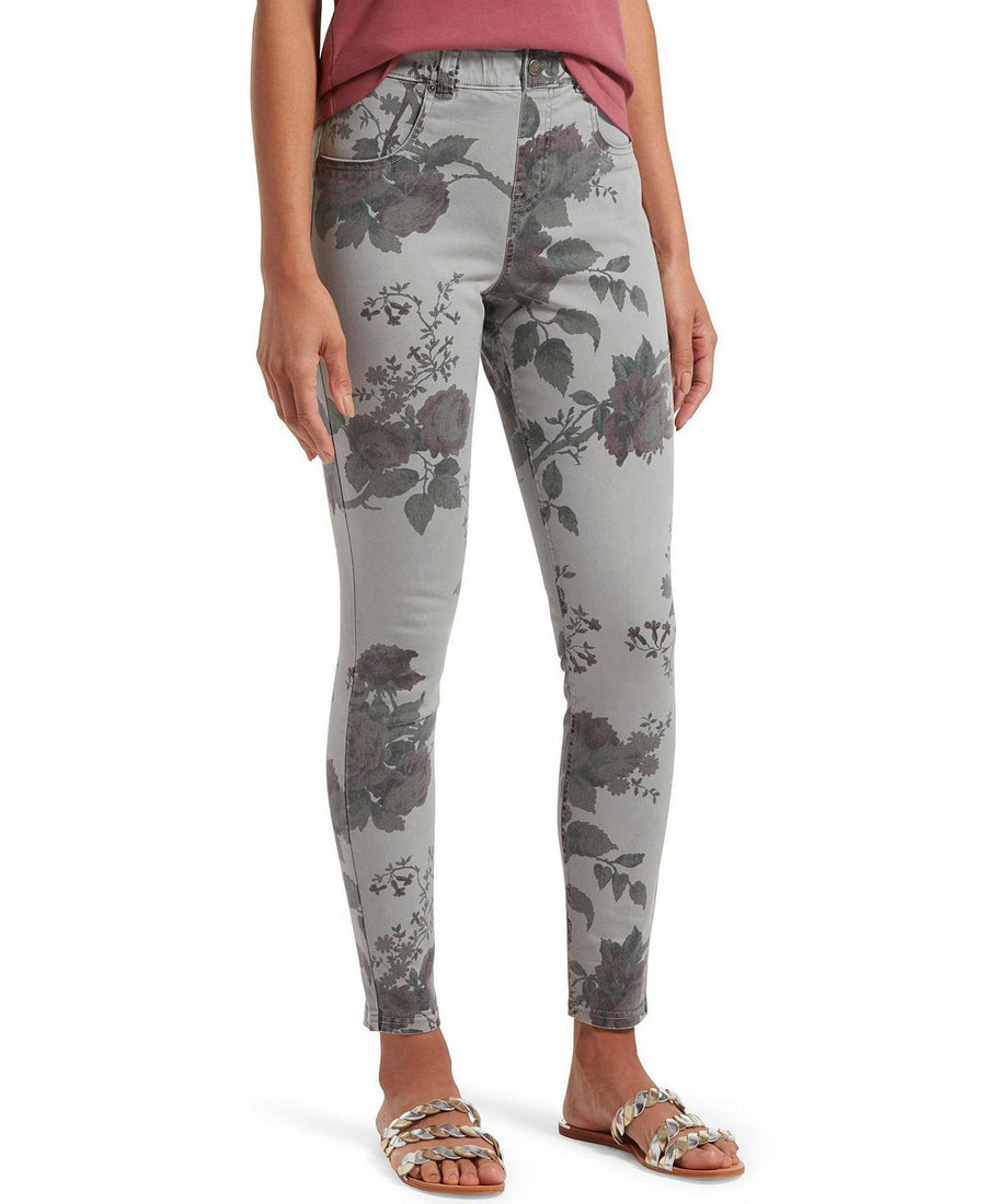 Hue wo Faded Floral Ultra Soft Denim High Waist 7/8 Legging Grey