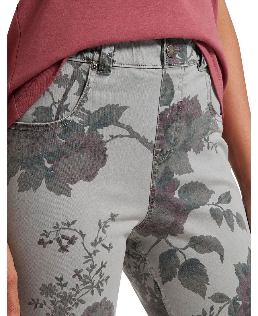 Hue wo Faded Floral Ultra Soft Denim High Waist 7/8 Legging Grey