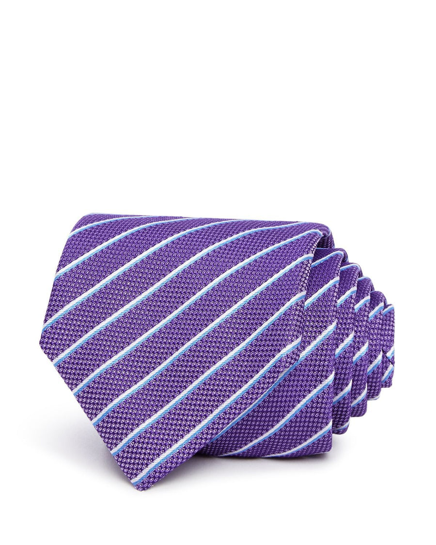 Hugo Textured Stripe Silk Skinny Tie Purple