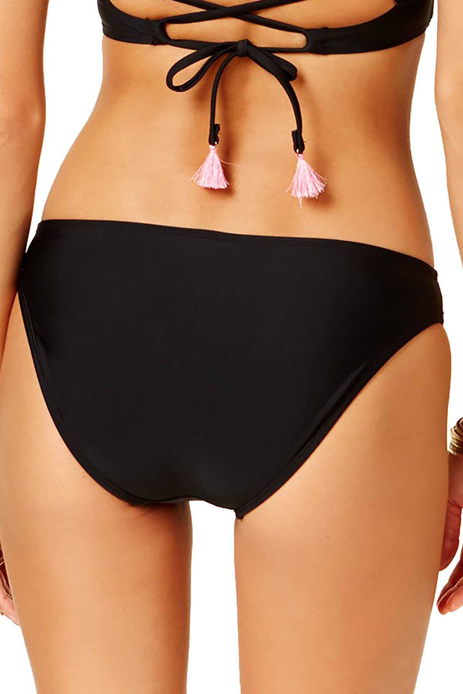 Hula Honey Black Flourishing Bloom Embroidered Hipster Bikini Bottom
