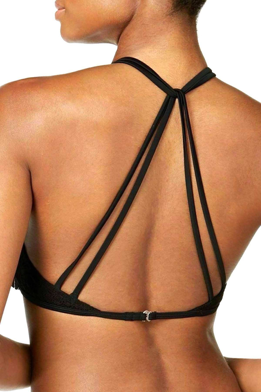 Hula Honey Black Little Wild One Crochet High-Neck Flounce Bikini Top
