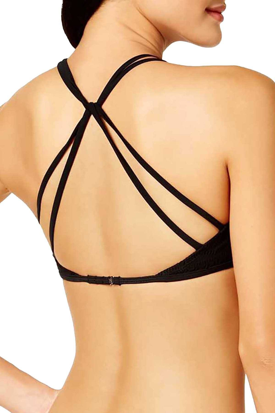 Hula Honey Black Little Wild One Crochet High-Neck Flounce Bikini Top
