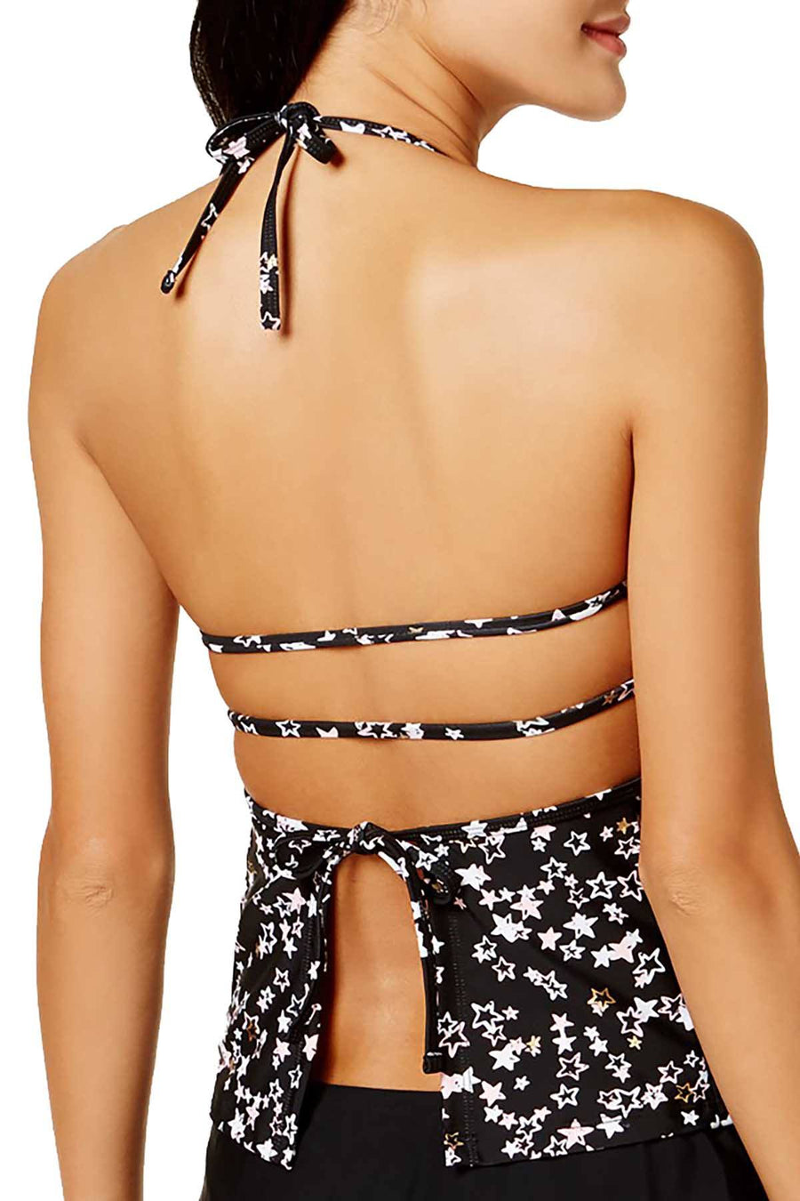 Hula Honey Black Starstruck Cutout Halter Tankini Top
