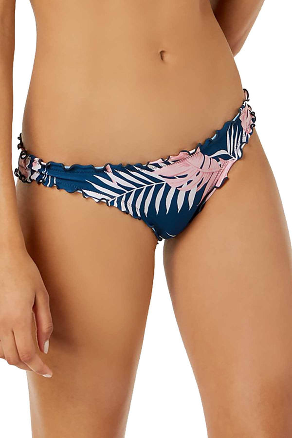 Hula Honey Blue/Pink Paradise Leaves Printed Cheeky Bikini Bottom