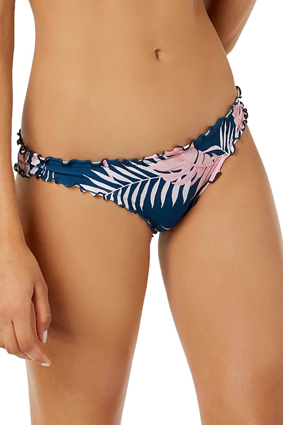 Hula Honey Blue/Pink Paradise Leaves Printed Cheeky Bikini Bottom