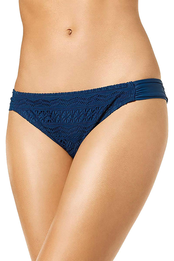 Hula Honey Little Wild One Crochet Tab Side Hipster Bikini Bottom in Blue