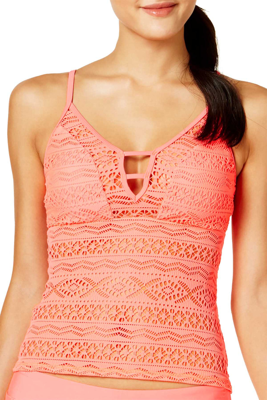 Hula Honey Neon Ginger Little Wild One Crochet Illusion Tankini Top