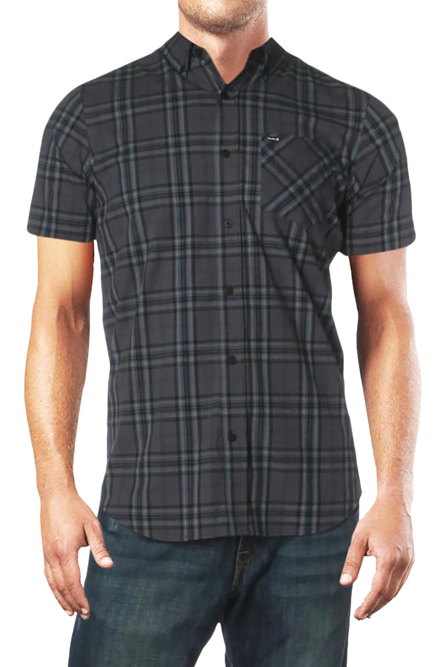 Hurley Charcoal/Black Landfall Plaid Pocket Shirt