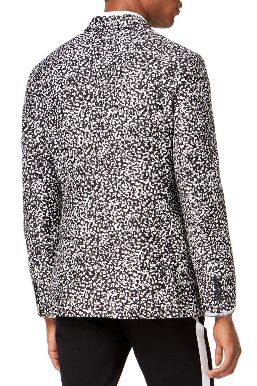 INC International Concepts Black Combo Slim Fit Patterned Sport Coat