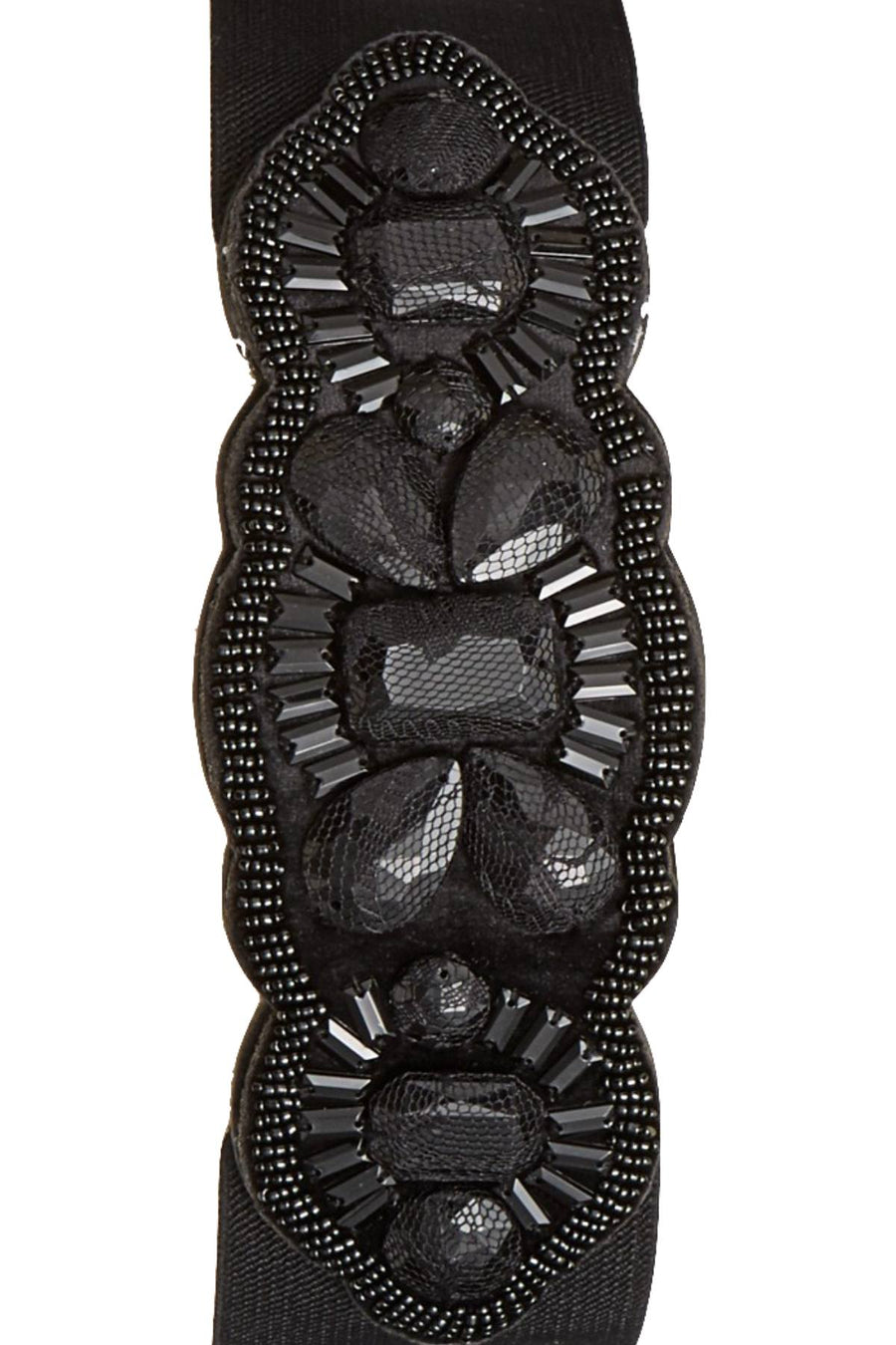 INC International Concepts Black Lace-Stone Stretch Belt