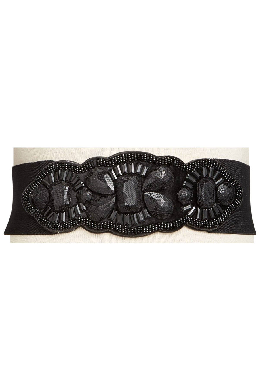 INC International Concepts Black Lace-Stone Stretch Belt