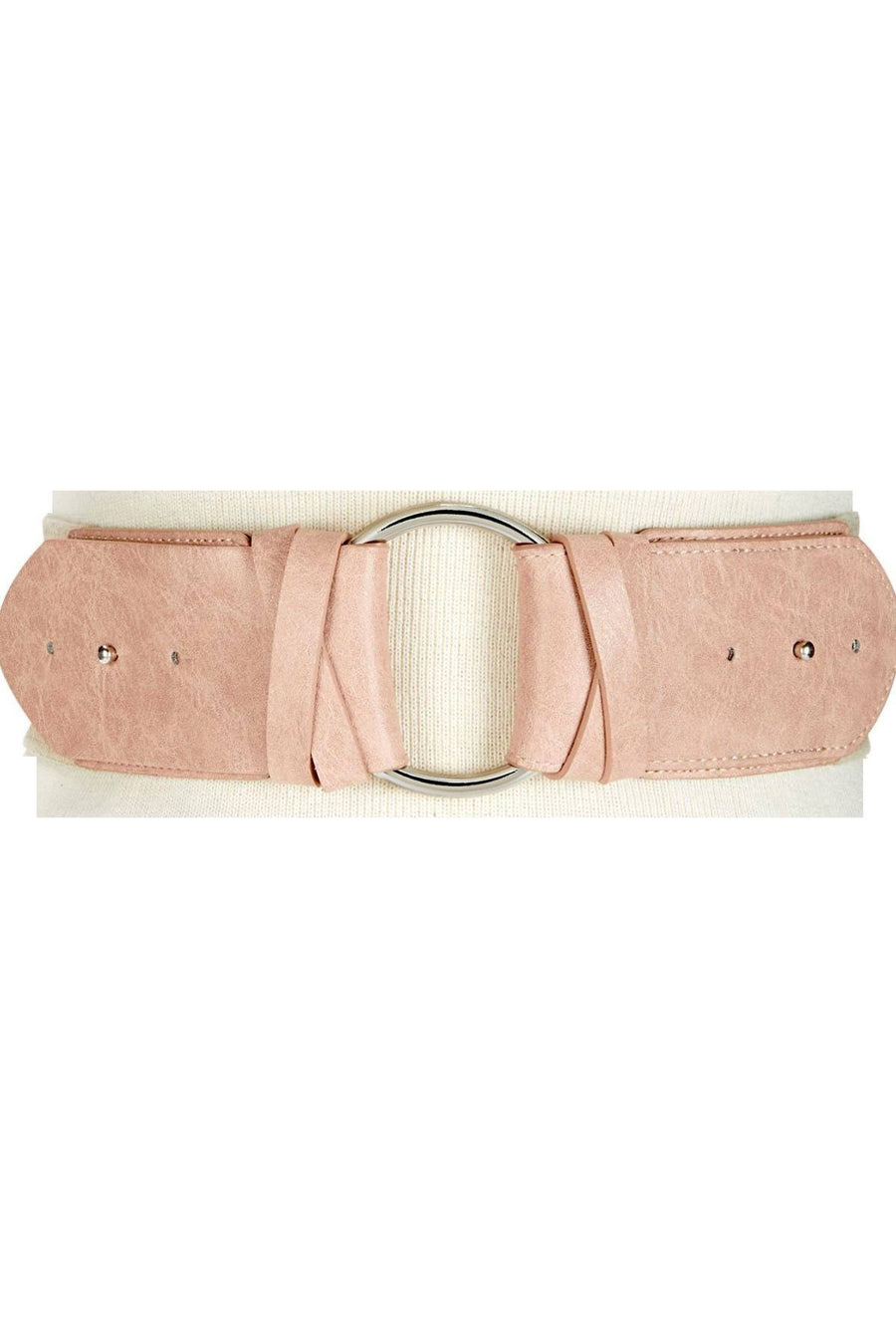 INC International Concepts Blush/Silver-Ring Stretch Belt