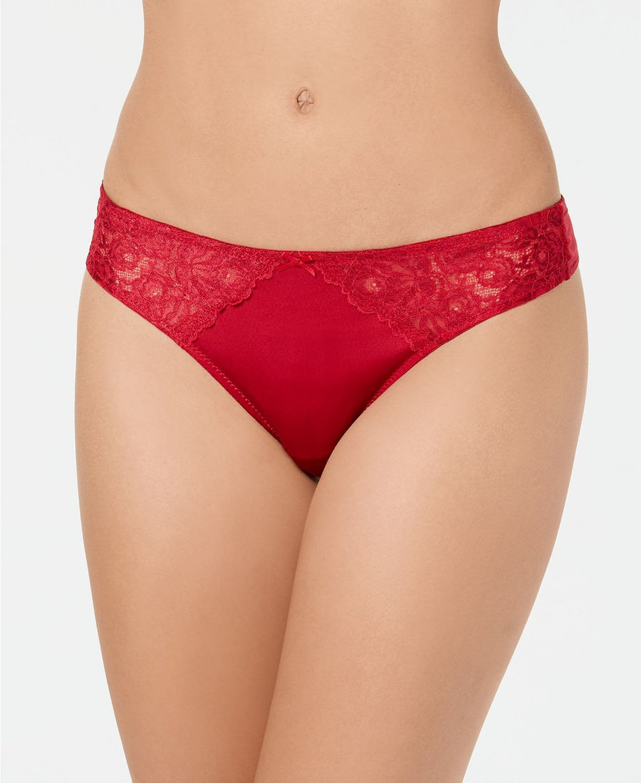 INC International Concepts Cherry Red Smooth Lace Thong