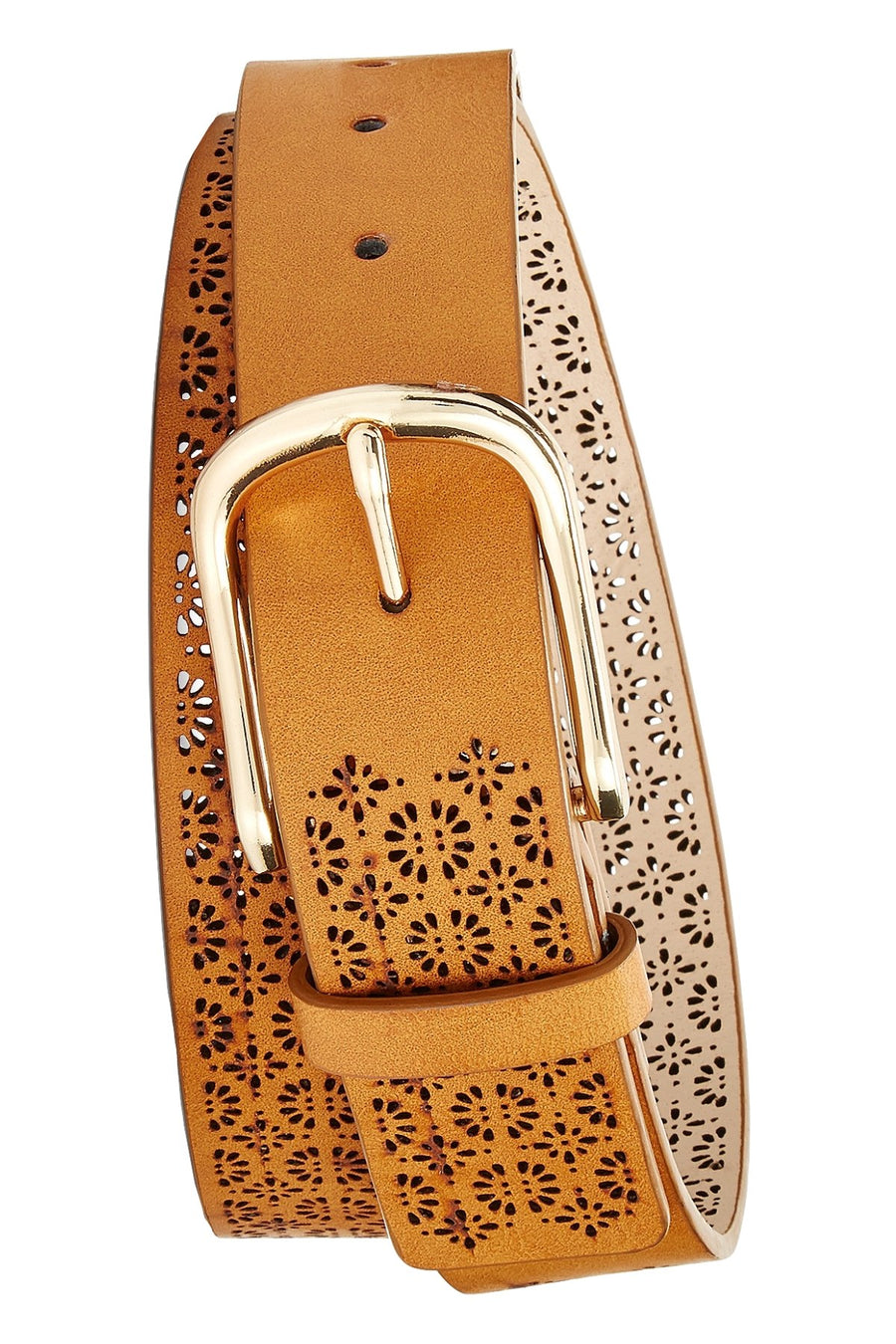 INC International Concepts Cognac/Gold Perforated Belt