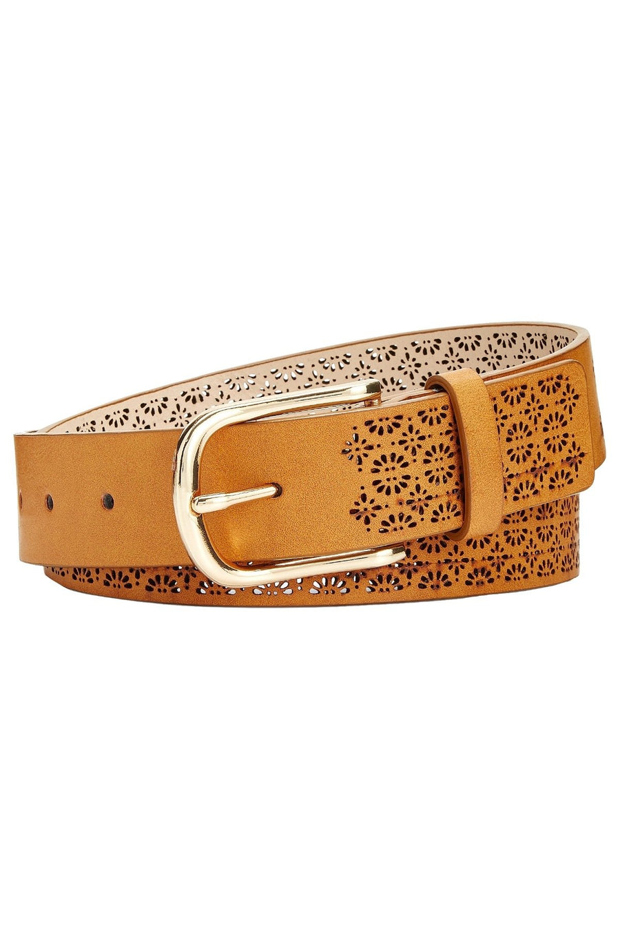 INC International Concepts Cognac/Gold Perforated Belt