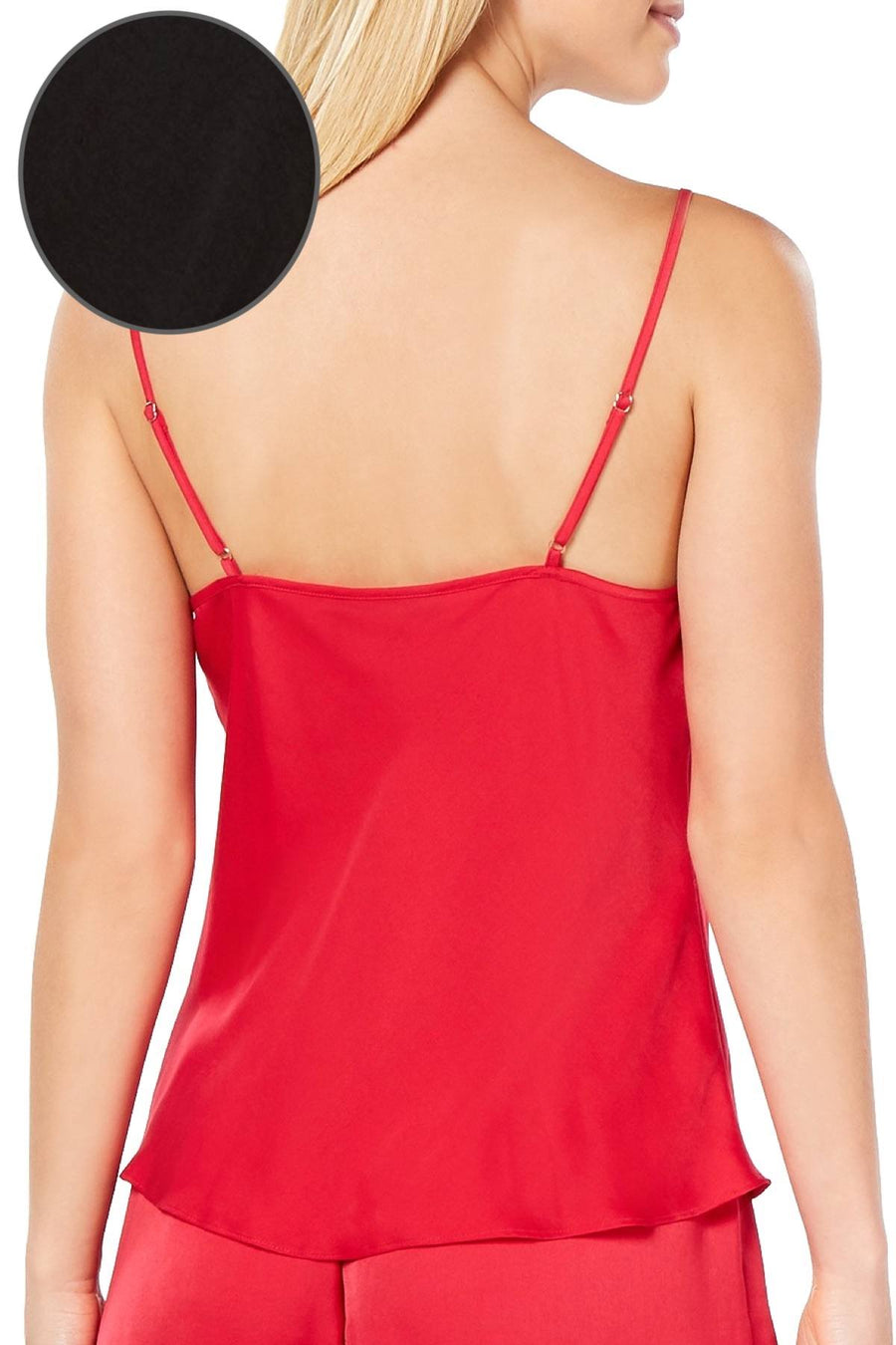 INC International Concepts Embroidered Satin Camisole in Deep Black