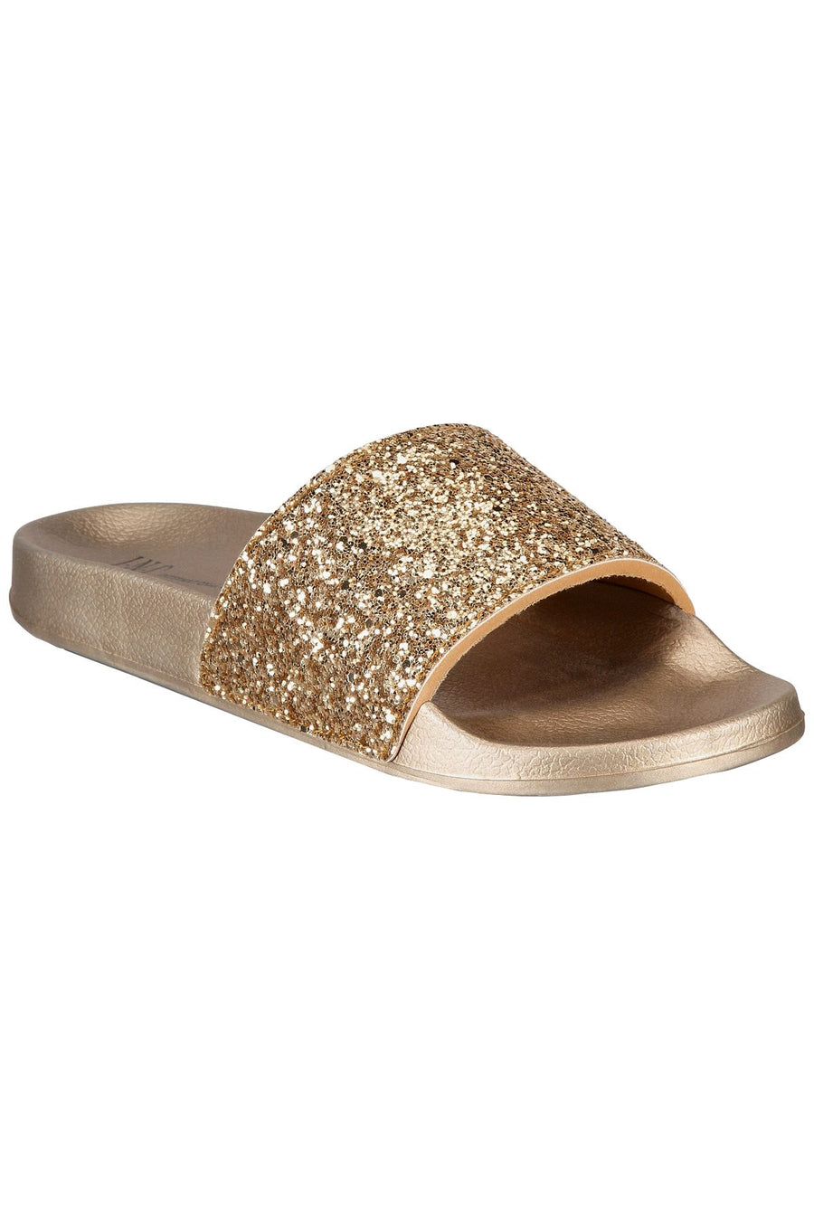 INC International Concepts Gold Glitter Pool Slide Slippers