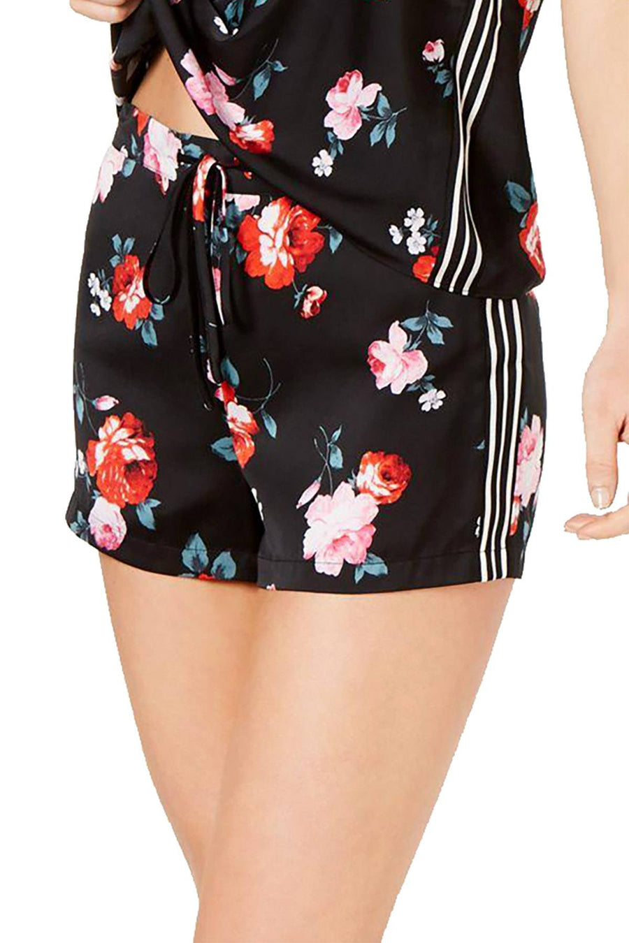 INC International Concepts Satin Tuxedo Stripe Pajama Short in Valentine Roses