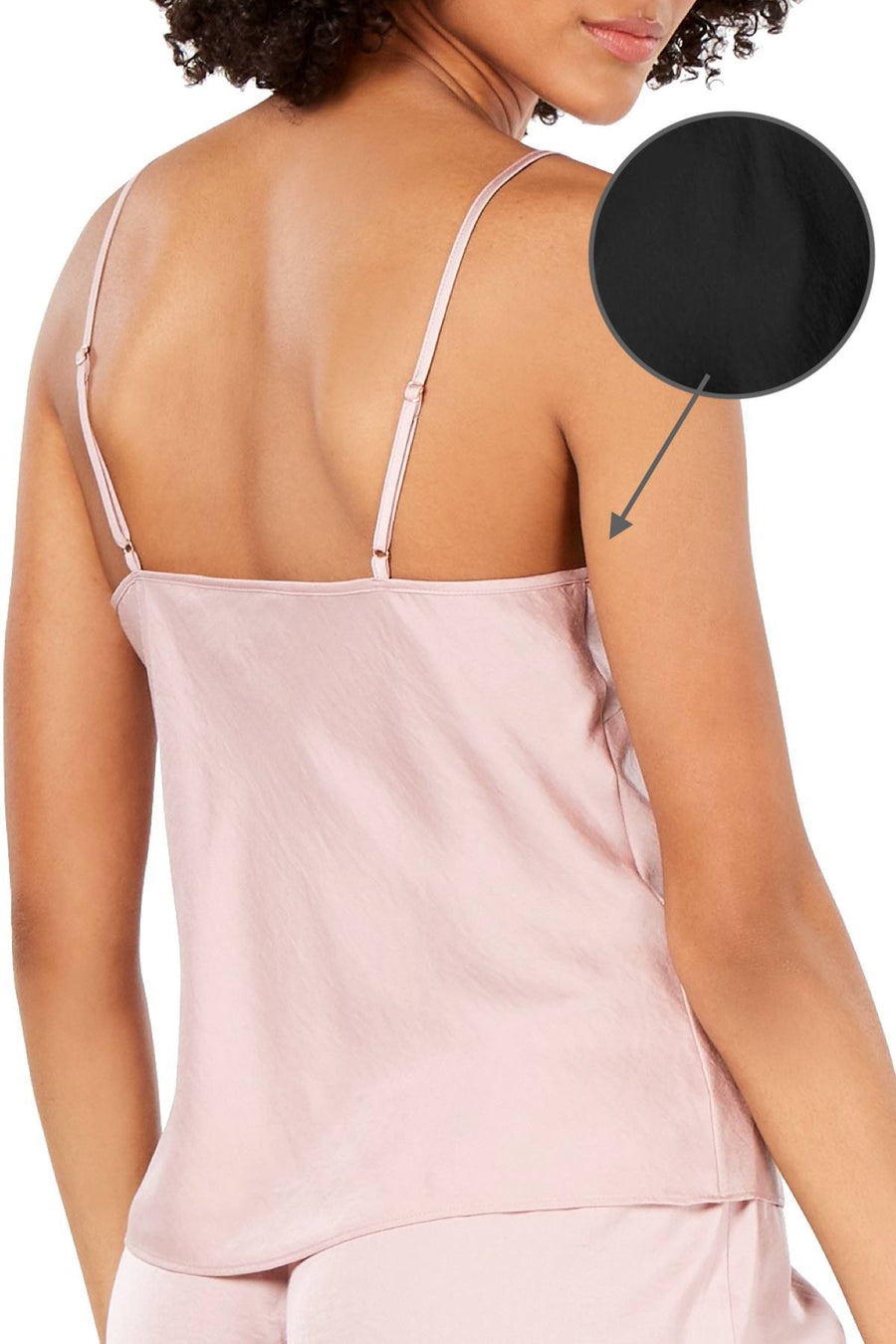 INC International Concepts Scalloped Neck Satin Camisole in Deep Black