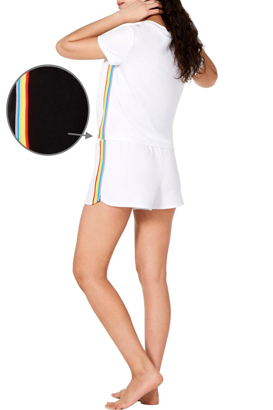 INC International Concepts Super Soft Rainbow Tie Front Top and Short Set in Black
