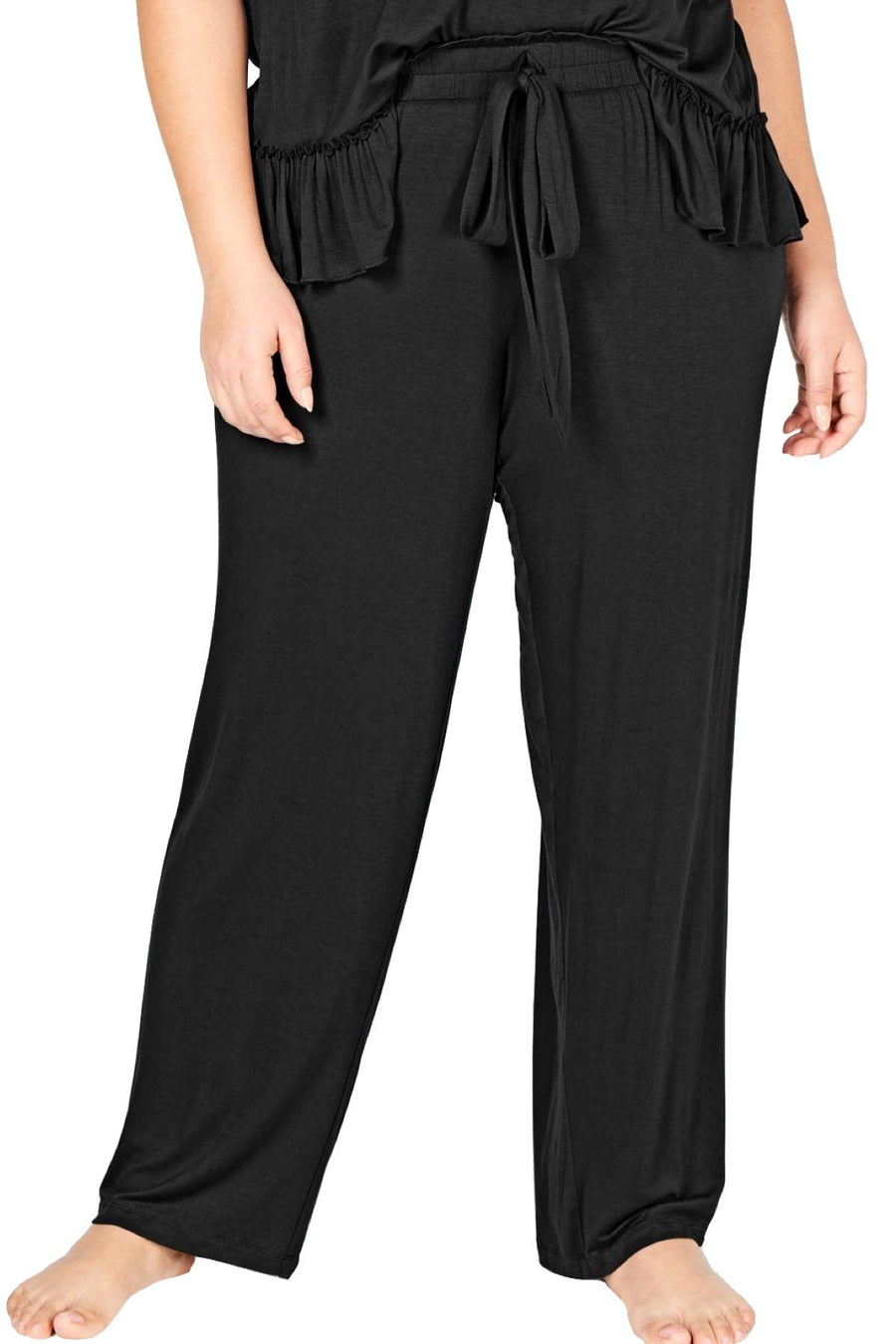INC International Concepts Ultra Soft Knit Ruching Lounge Pant in Deep Black