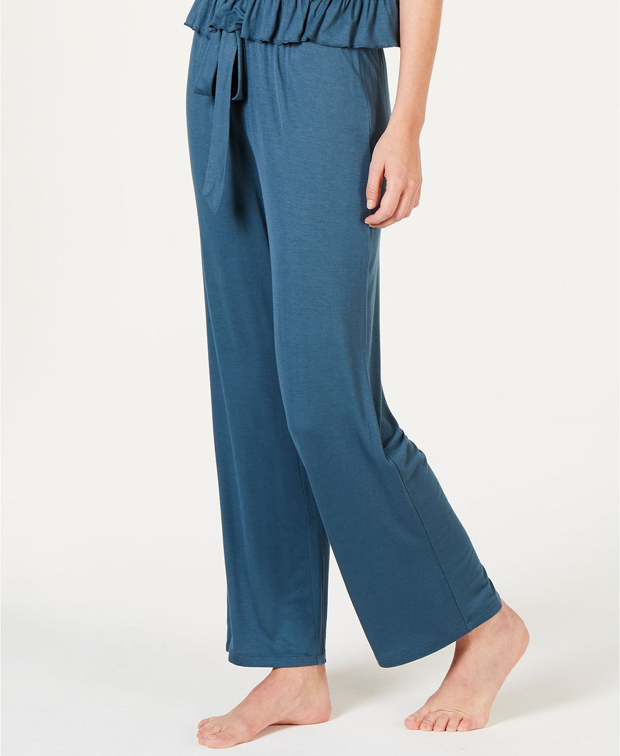 INC International Concepts Ultra Soft Knit Ruching Pants in Teal Enamel