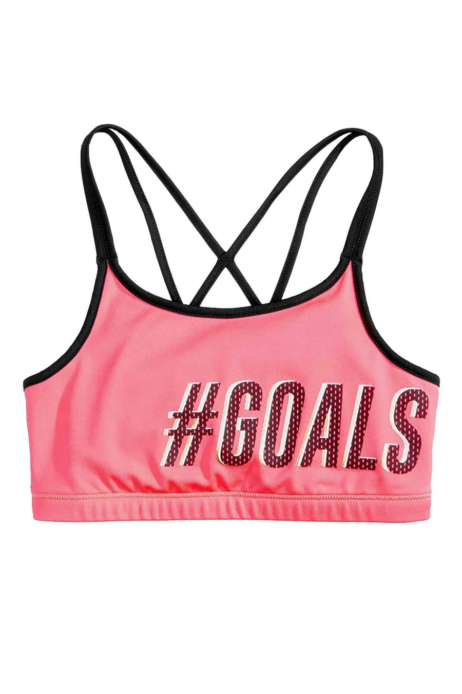 Ideology Big Girls Flamingo Pink Graphic Print Strappy Back Sports Bra