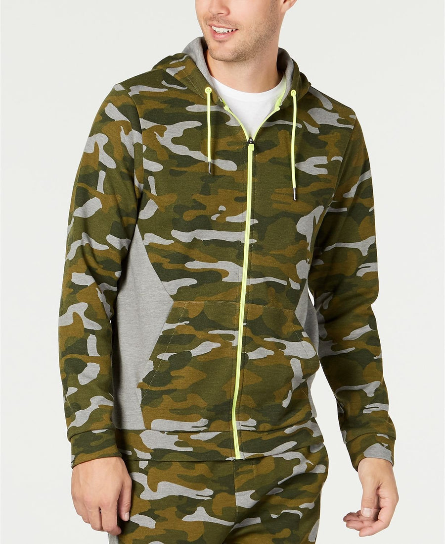Ideology Colorblocked Camo Jacket  Native Green
