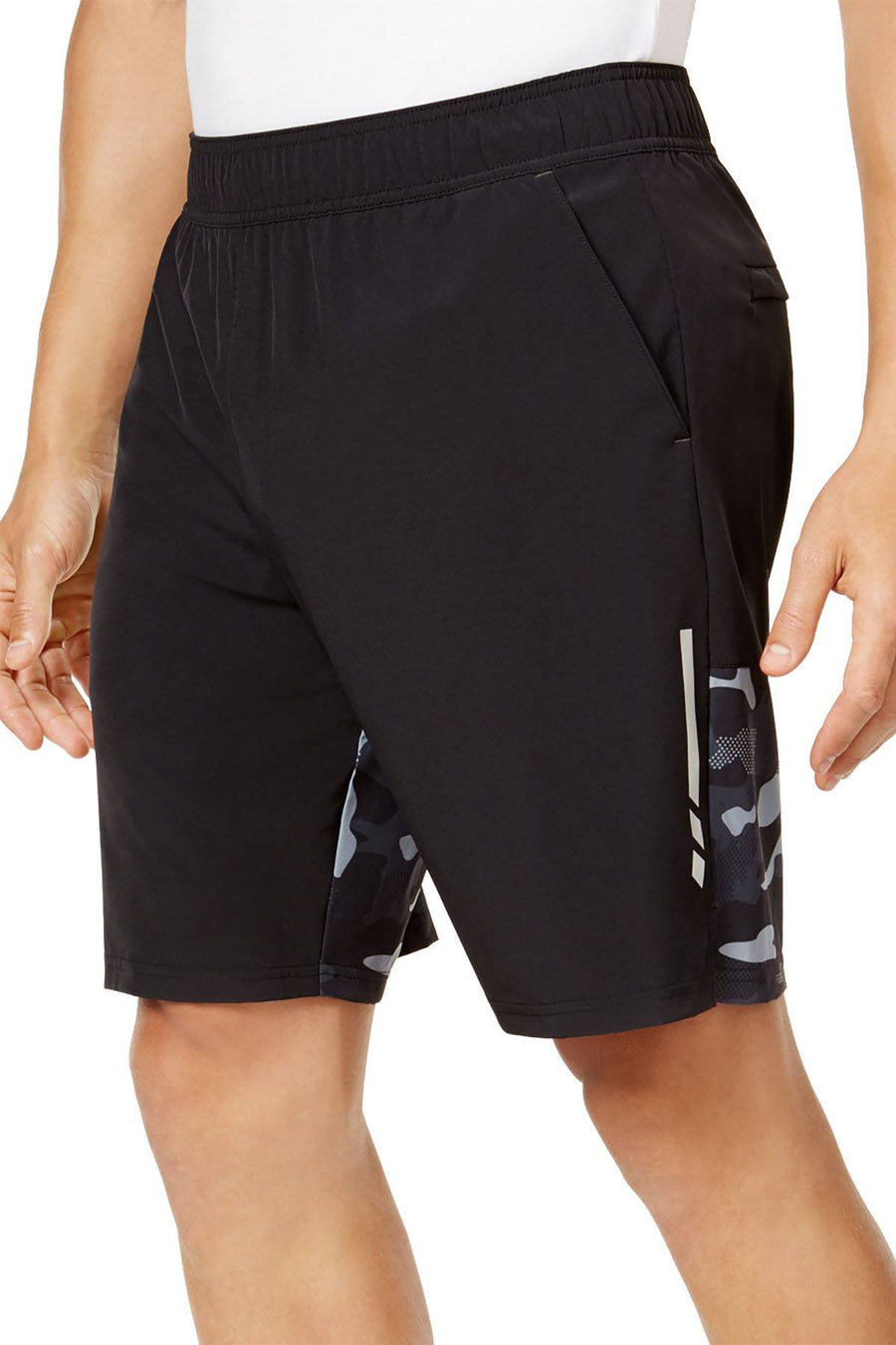 Ideology Deep-Black Colorblocked Camo Performance Short