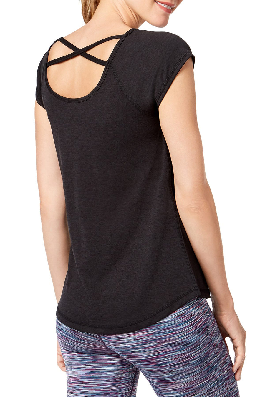 Ideology Noir Black Cutout-Back T-Shirt