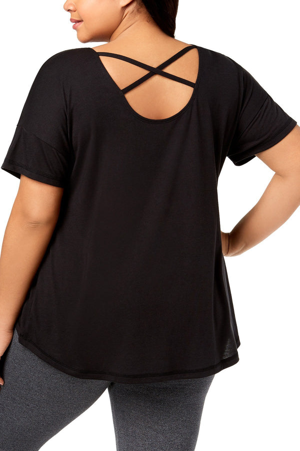 Ideology PLUS Black Noir Crisscross Back Tee