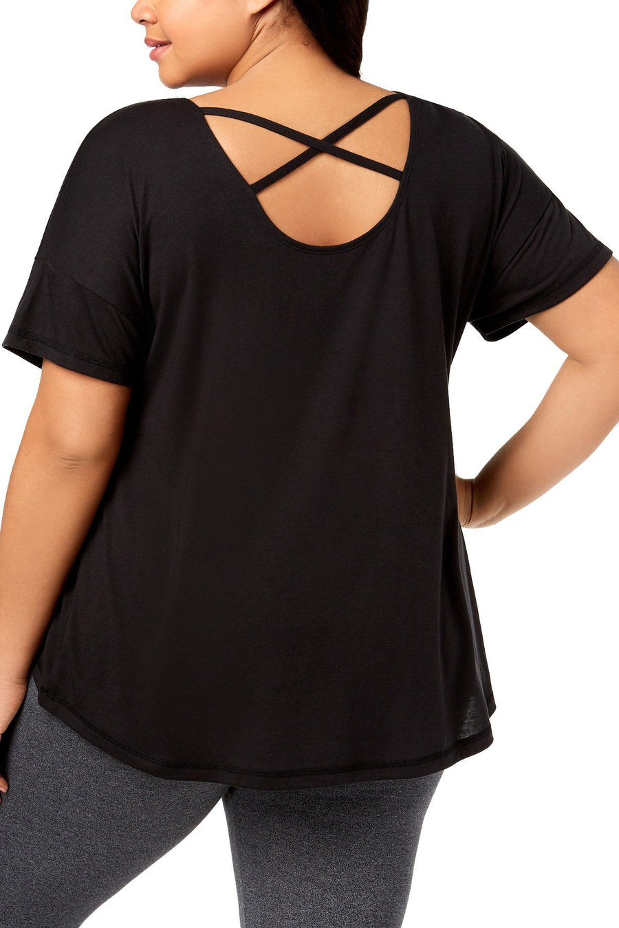Ideology PLUS Black Noir Crisscross Back Tee