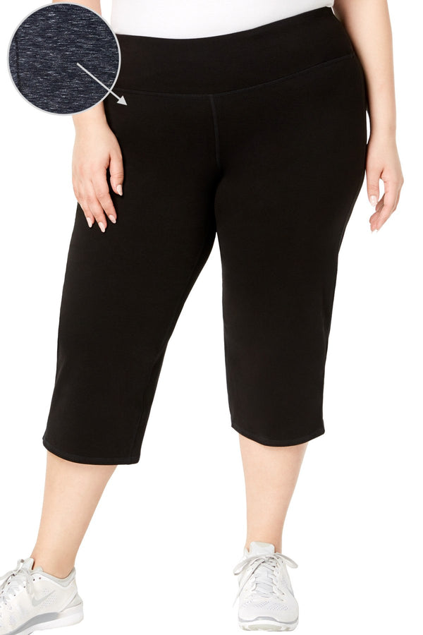 Ideology PLUS Black Noir Space Dye Flattering Cropped Athletic Pant