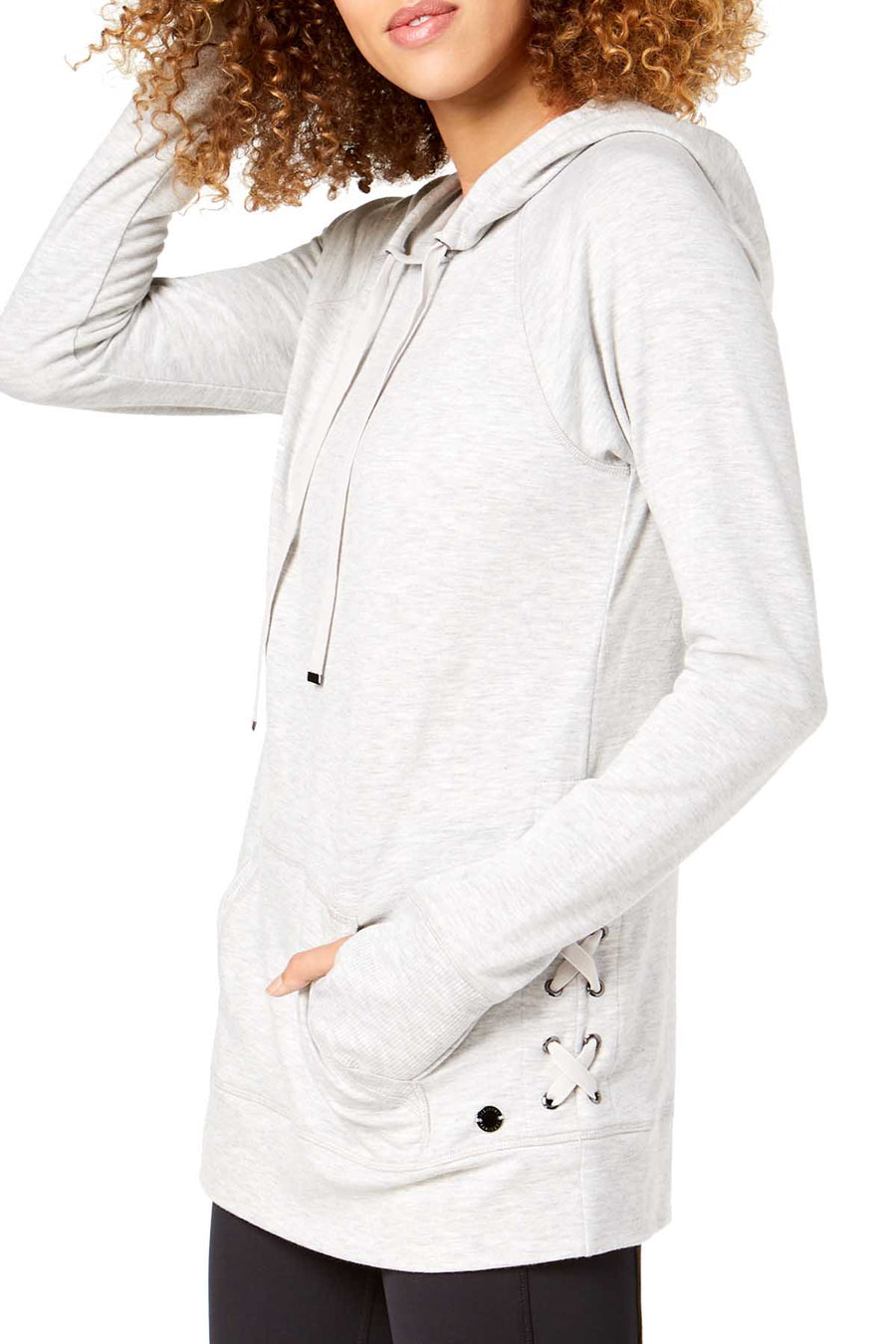 Ideology Whisper Heather Lace-Up Sides Hoodie
