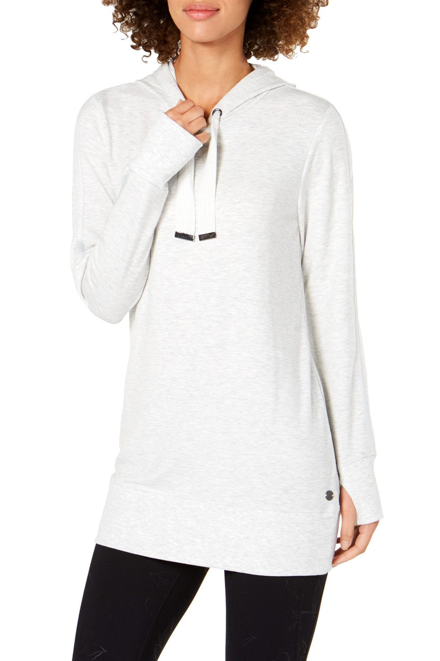 Ideology White Heather Long Sleeve Essential Hoodie