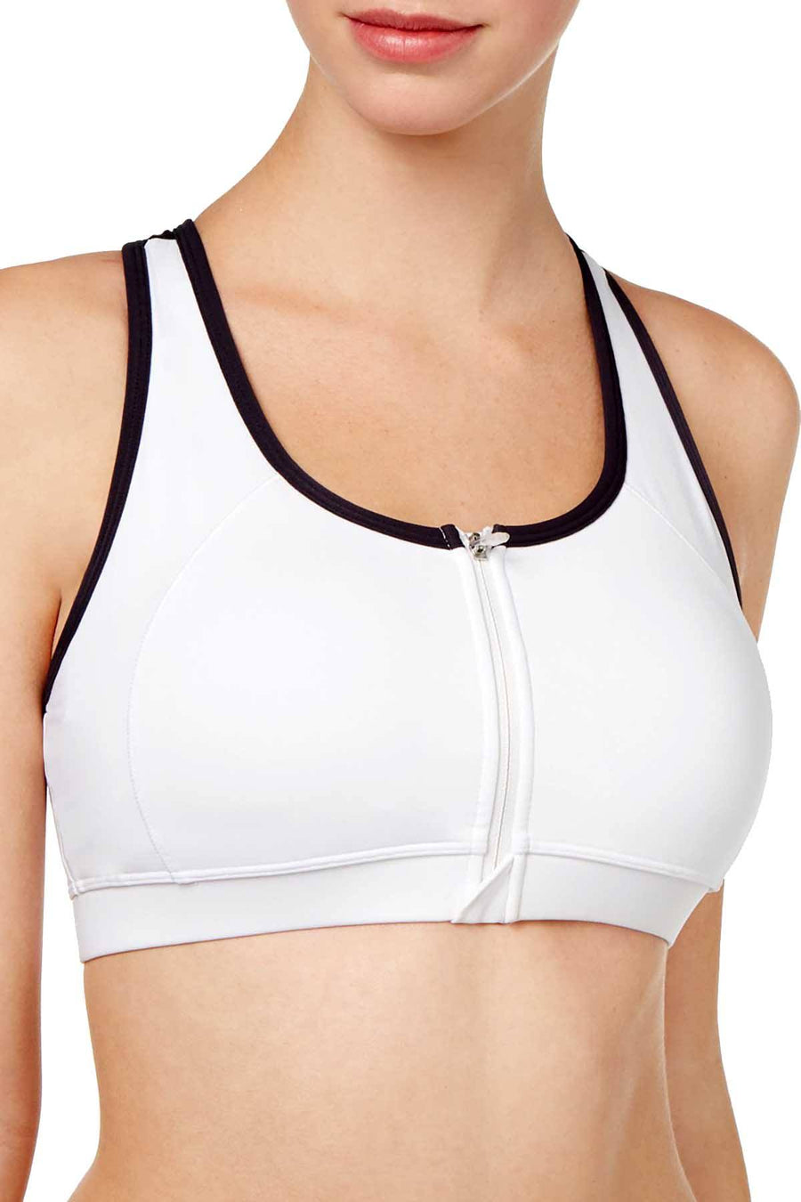 Ideology White Noir Zip Up High Impact Sports Bra
