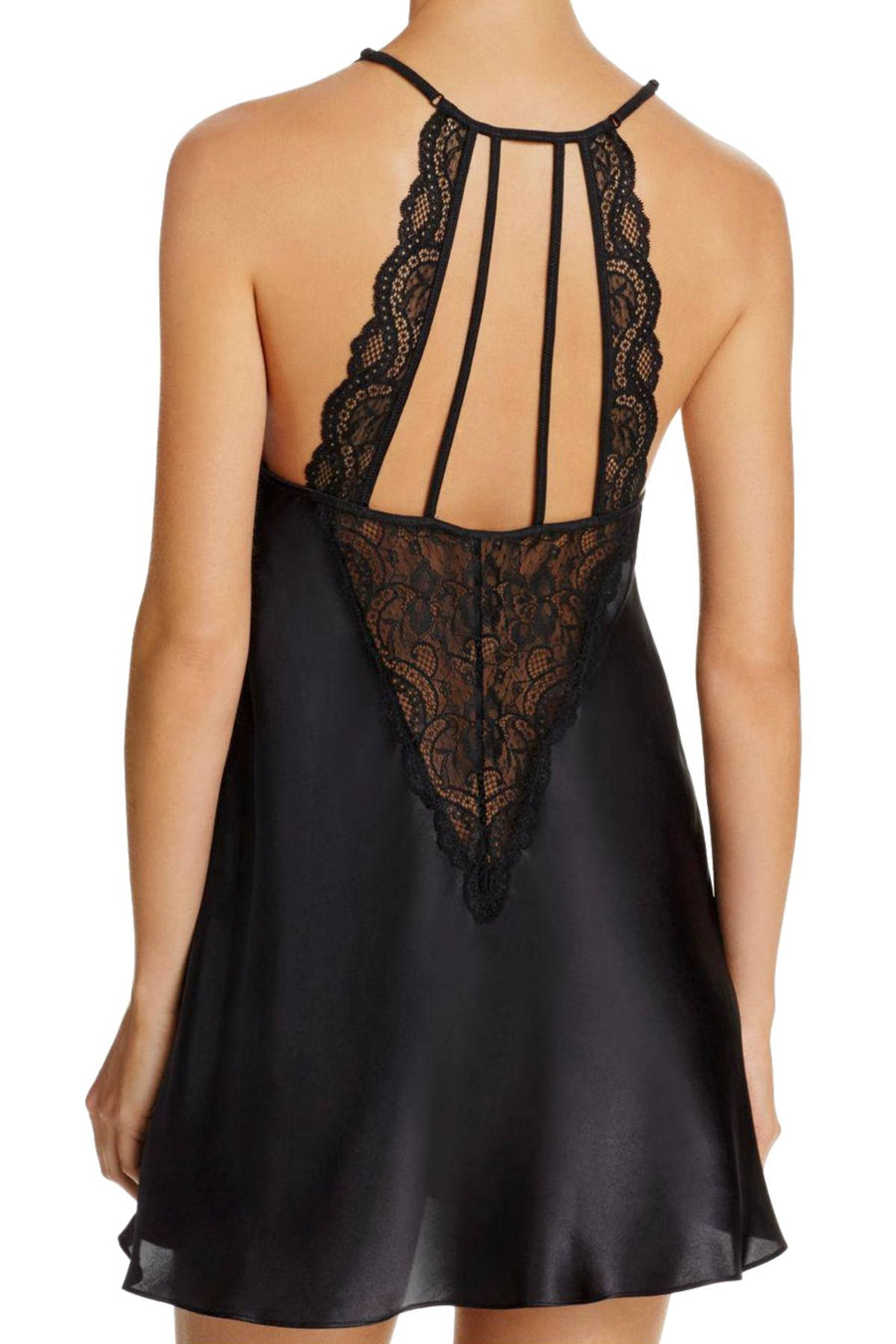 In Bloom by Jonquil Black Satin/Lace Shimmer Chemise