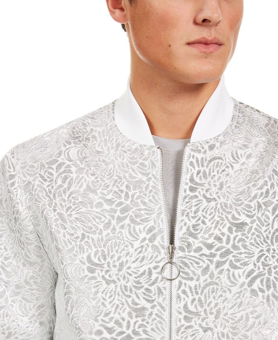 Inc International Concepts I.n.c. Oliver Party Brocade Bomber Jacket White Combo