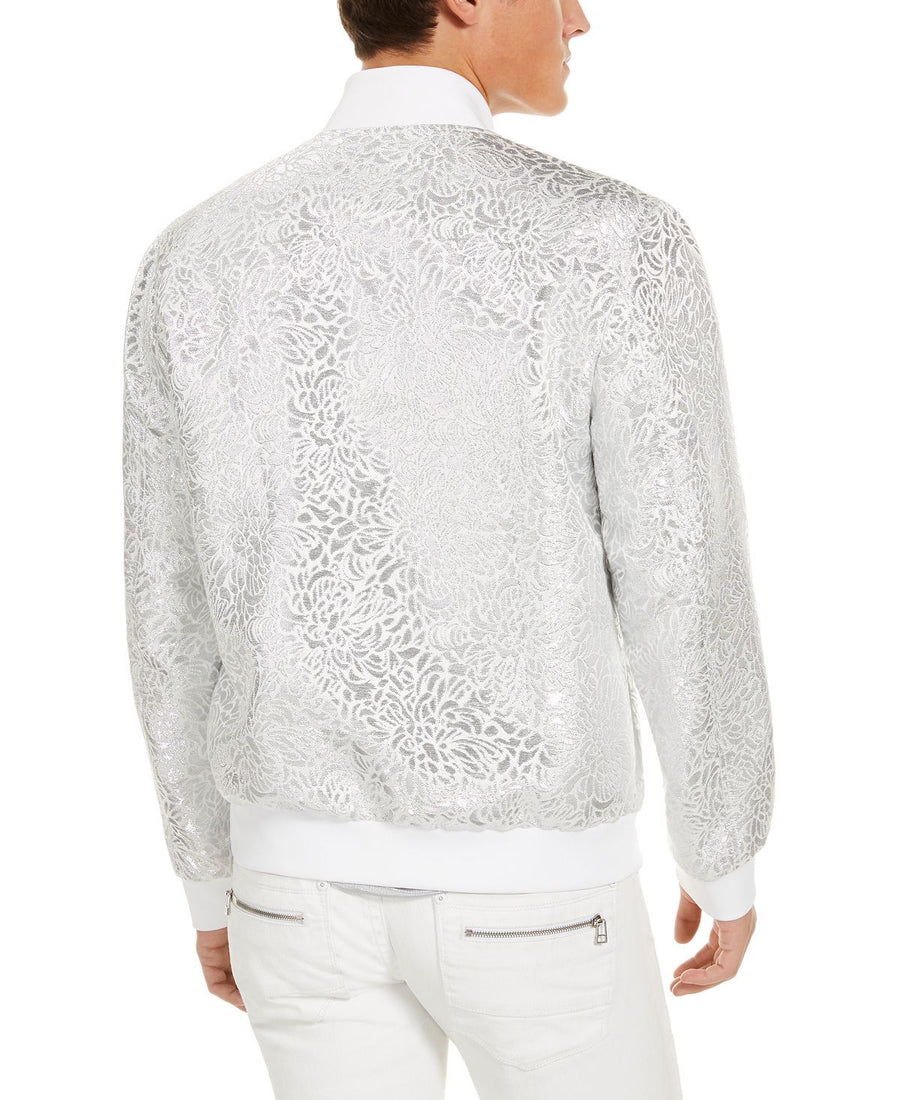Inc International Concepts I.n.c. Oliver Party Brocade Bomber Jacket White Combo