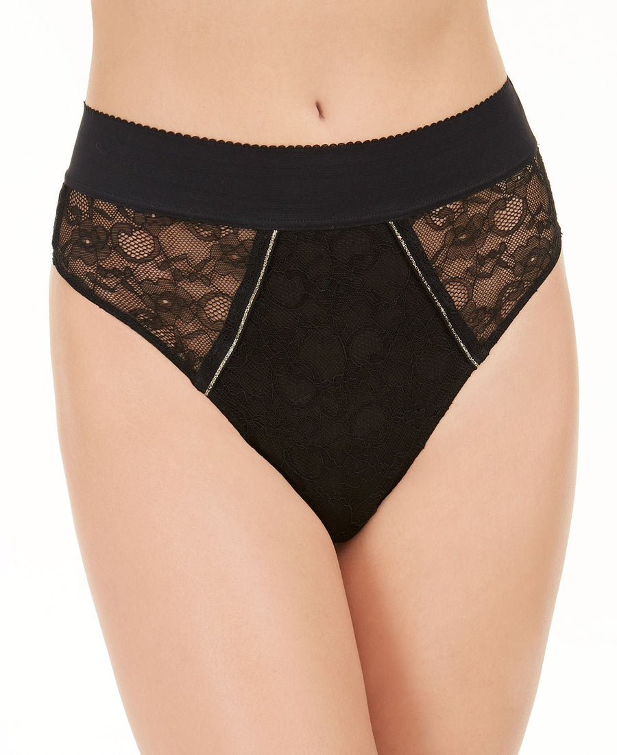 Inc International Concepts I.n.c. Wo Lace High-waist Thong Underwear Black