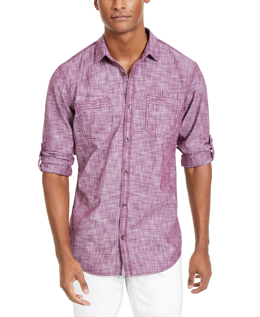 Inc International Concepts Inc Chambray Dual-pocket Shirt Plum Caspia