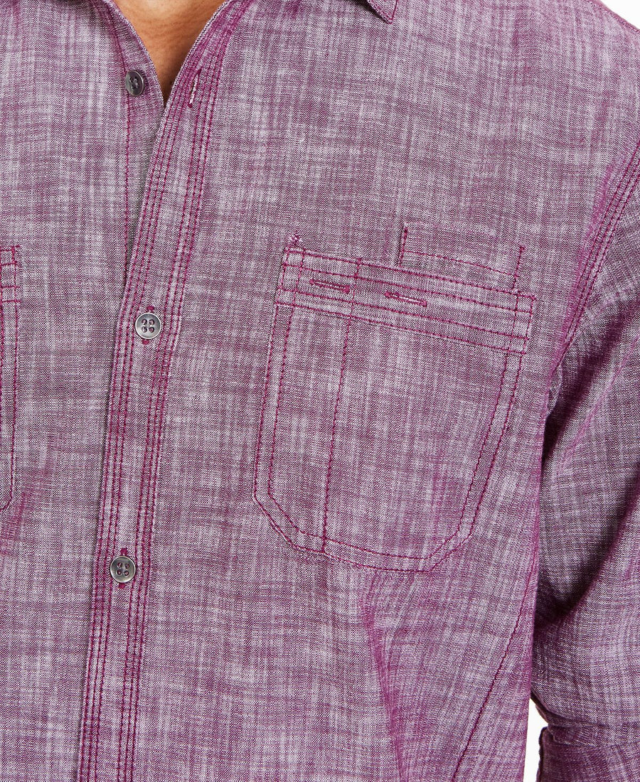 Inc International Concepts Inc Chambray Dual-pocket Shirt Plum Caspia
