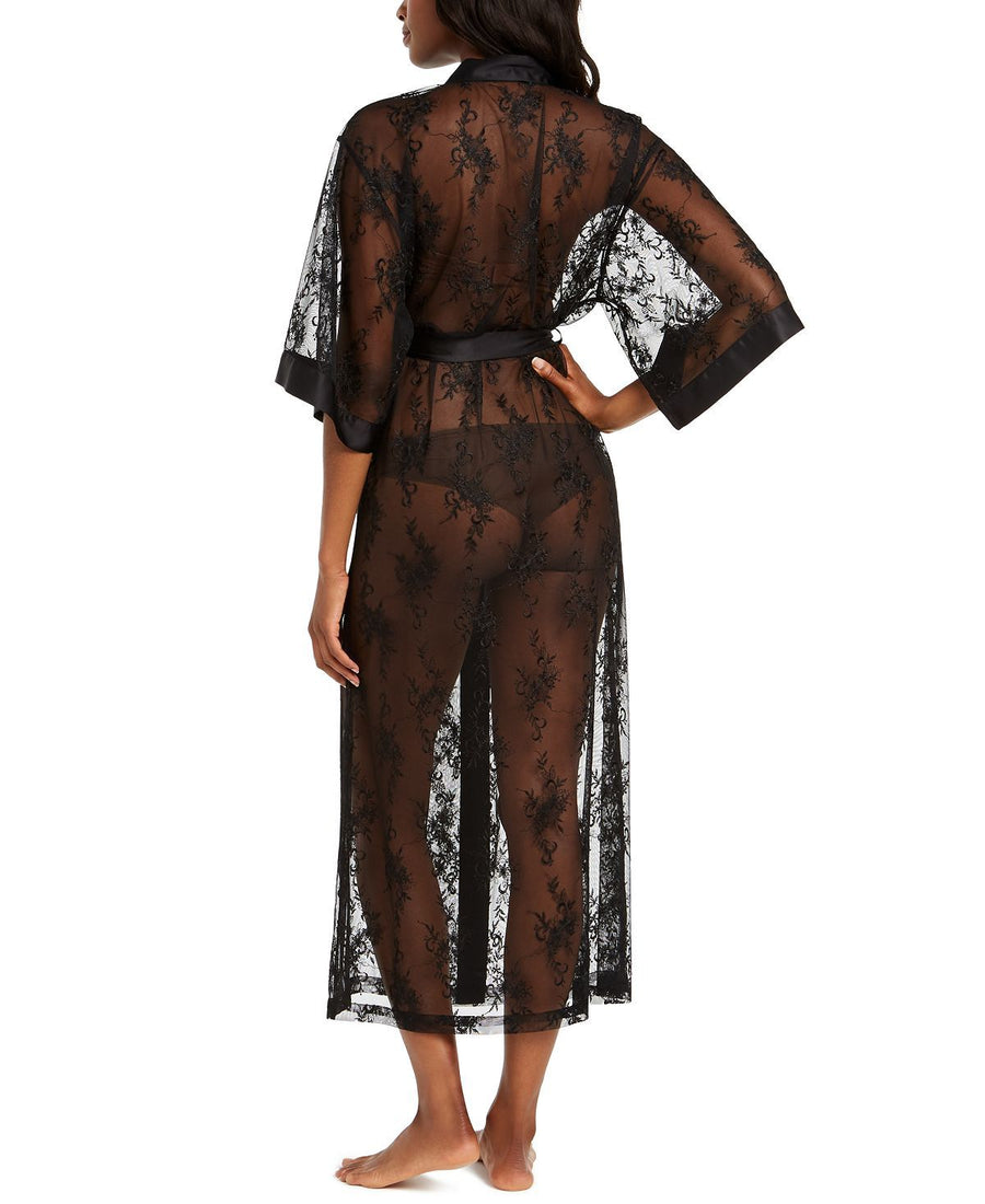 Inc International Concepts Inc Long Lace Wrap Robe Deep Black