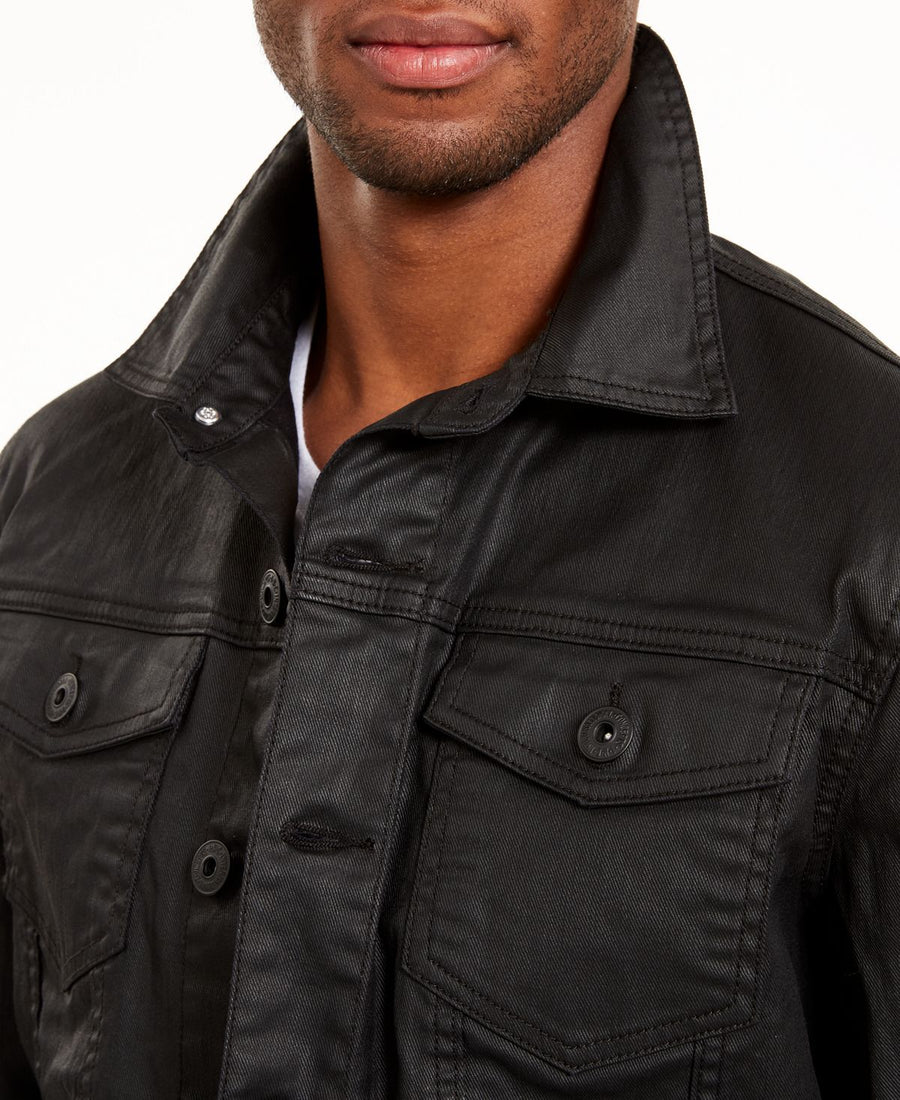 Inc International Concepts Inc Regular-fit Coated Stretch Denim Trucker Jacket Black Wash