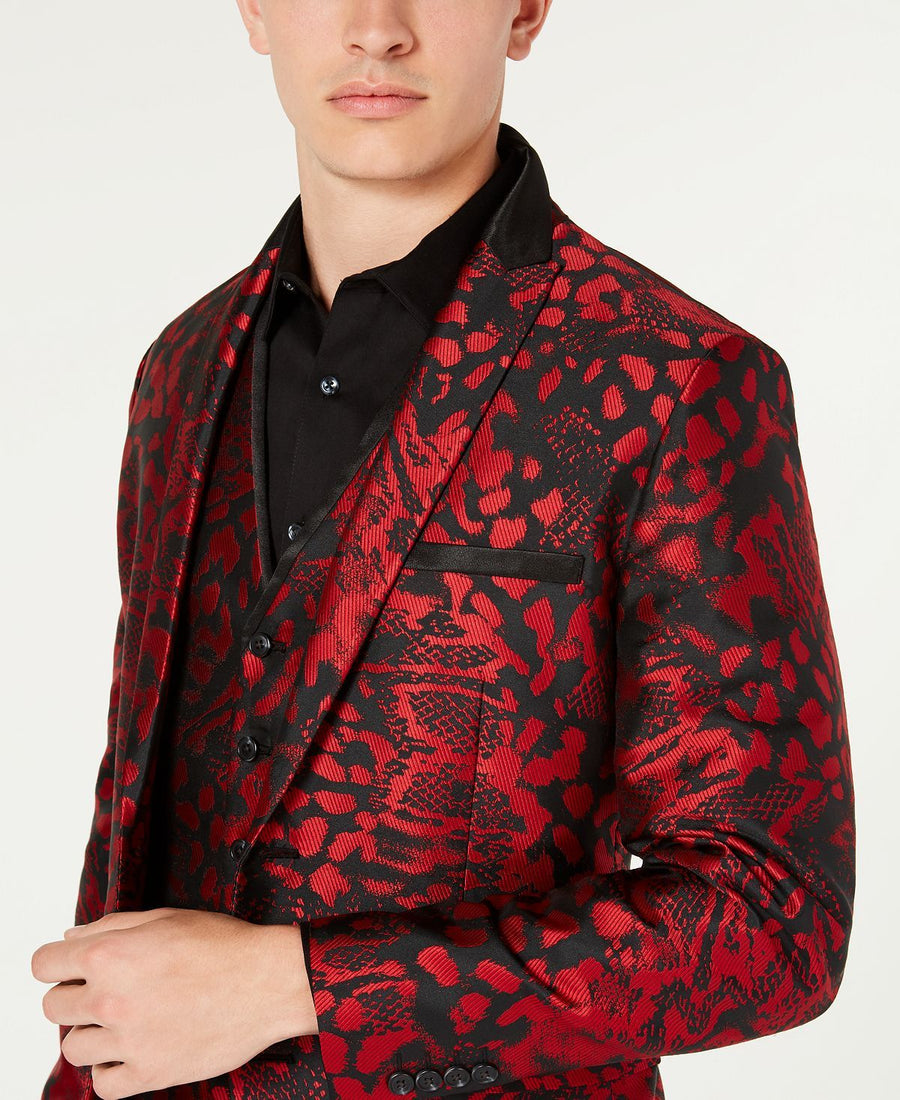 Inc International Concepts Inc Slim-fit Animal Print Blazer Licorice Red Cm