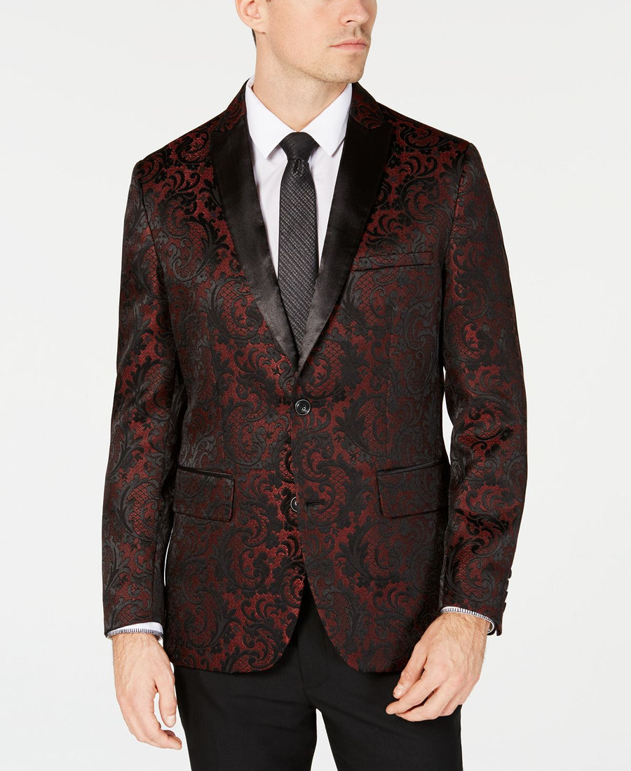 Inc International Concepts Inc Slim-fit Jacquard Blazer Red Combo