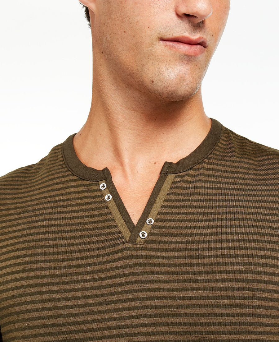 Inc International Concepts Inc Striped Split-neck T-shirt Dark Grass
