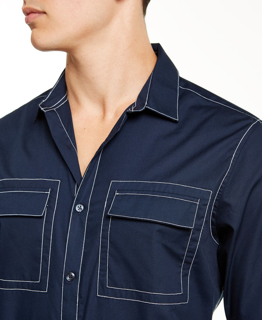 Inc International Concepts Inc Utility Shirt Basic Navy