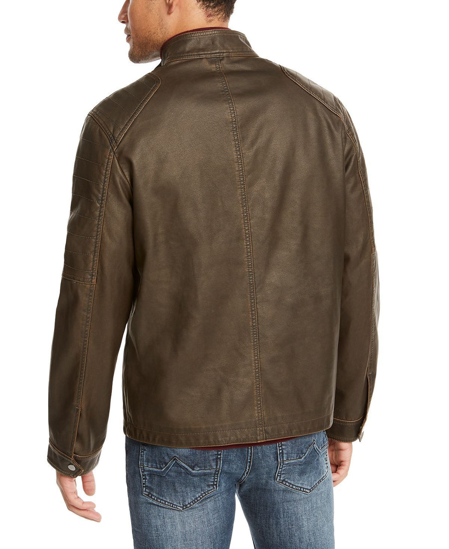 Inc International Concepts Inc Washed Faux Leather Jacket Jones Brown