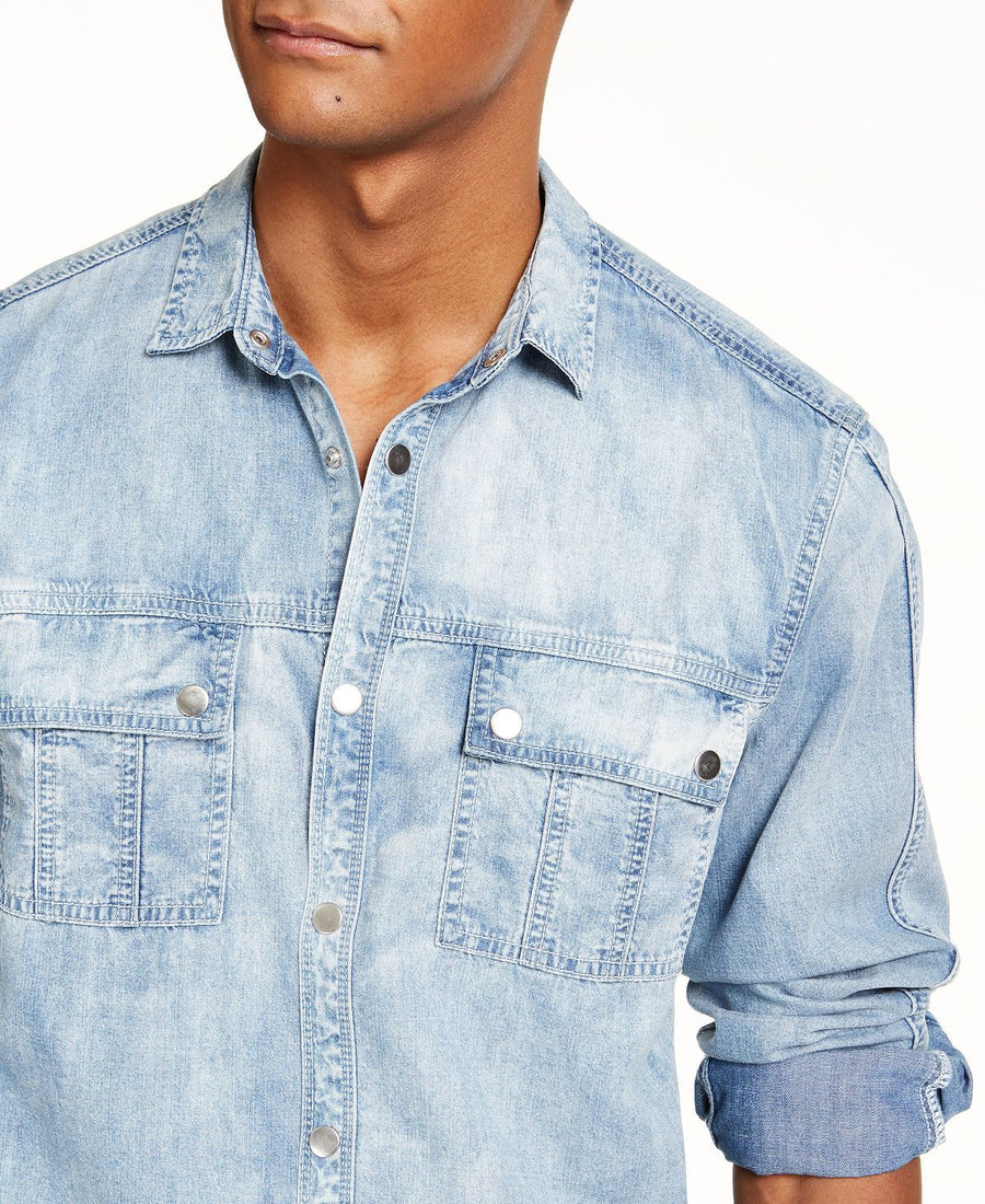Inc International Concepts Inc Washed Utility Shirt Light Wash